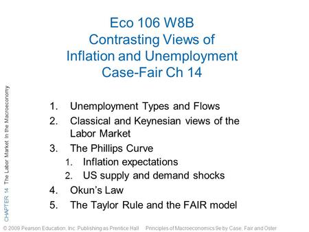 CHAPTER 14 The Labor Market In the Macroeconomy © 2009 Pearson Education, Inc. Publishing as Prentice Hall Principles of Macroeconomics 9e by Case, Fair.