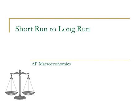 Short Run to Long Run AP Macroeconomics. Where we came from… Previously, we learned the supply and demand shocks are events that shift the short-run aggregate.