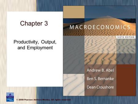 © 2008 Pearson Addison-Wesley. All rights reserved Productivity, Output, and Employment Chapter 3.