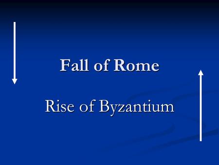 Fall of Rome Rise of Byzantium.