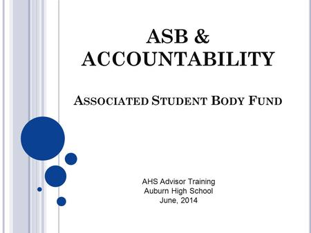 ASB & ACCOUNTABILITY Associated Student Body Fund