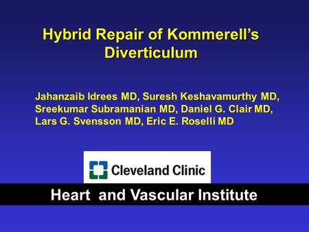 Hybrid Repair of Kommerell’s Diverticulum