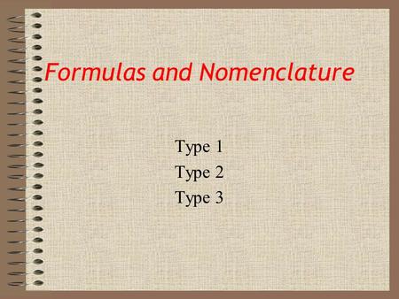 Formulas and Nomenclature