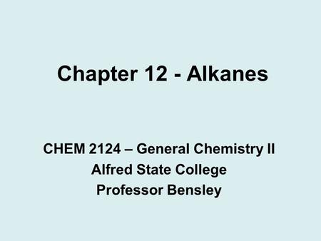CHEM 2124 – General Chemistry II