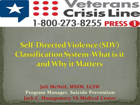 Juli McNeil, MSSW, LCSW Program Manager, Suicide Prevention