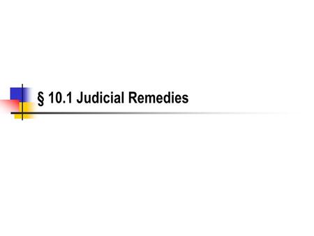 § 10.1 Judicial Remedies. Basic Requirements Court must have jurisdiction Plaintiff must state a recognized cause of action and seek a recognized remedy.