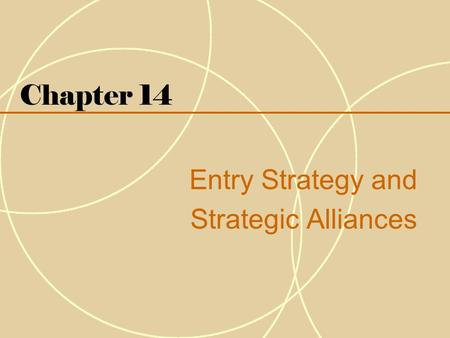 Chapter 14 Entry Strategy and Strategic Alliances.