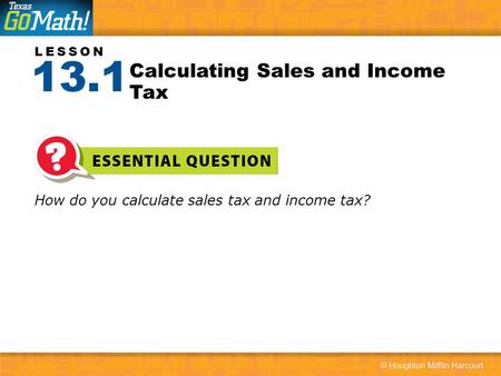 Calculating Sales and Income Tax