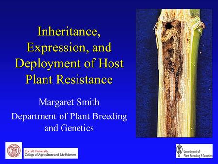 Inheritance, Expression, and Deployment of Host Plant Resistance Margaret Smith Department of Plant Breeding and Genetics.