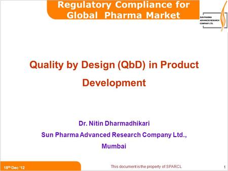 Quality by Design (QbD) in Product Development