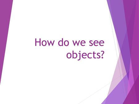 How do we see objects?.