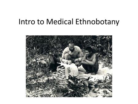 Intro to Medical Ethnobotany.