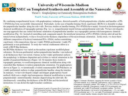 University of Wisconsin-Madison NSEC on Templated Synthesis and Assembly at the Nanoscale Supported by NSF Grant DMR 0832760 Thrust 1: Graphoepitaxy on.