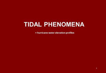 1 TIDAL PHENOMENA + hurricane water elevation profiles.