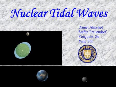 Nuclear Tidal Waves Daniel Almehed Stefan Frauendorf Yongquin Gu Yang Sun.