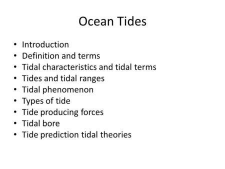 Ocean Tides Introduction Definition and terms