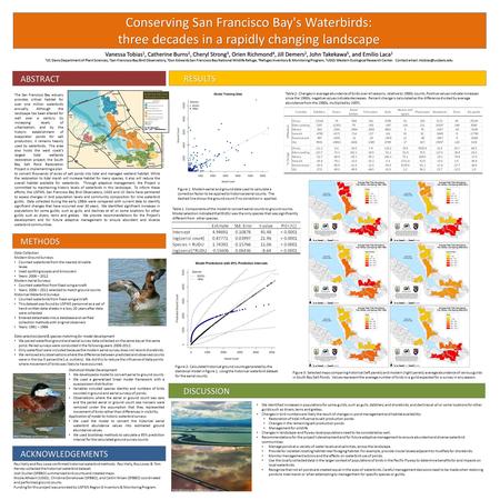 Conserving San Francisco Bay's Waterbirds: three decades in a rapidly changing landscape Vanessa Tobias 1, Catherine Burns 2, Cheryl Strong 3, Orien Richmond.