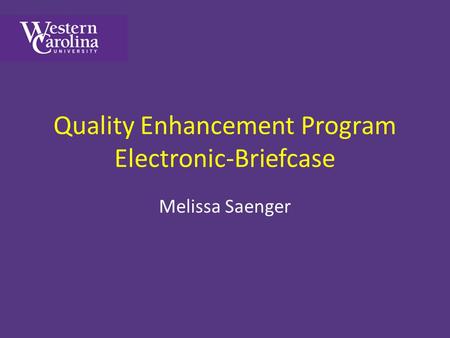 Quality Enhancement Program Electronic-Briefcase Melissa Saenger.