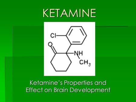KETAMINE Ketamine’s Properties and Effect on Brain Development.