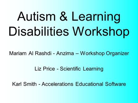 Autism & Learning Disabilities Workshop