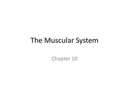 The Muscular System Chapter 10. Understanding Muscles Pull never push Attach to skeleton via tendons or muscles via aponeurosis Attachment points – Origin: