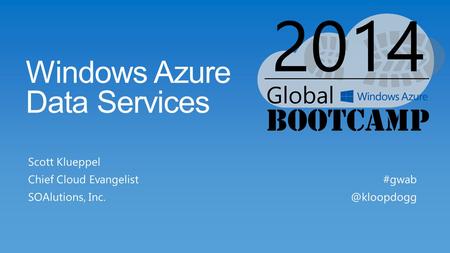 Windows Azure Data Services Scott Klueppel Chief Cloud Evangelist SOAlutions, Inc.