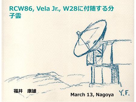 RCW86, Vela Jr., W28 に付随する分 子雲 福井 康雄 March 13, Nagoya.