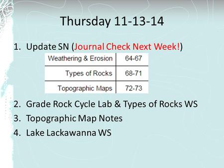 Thursday Update SN (Journal Check Next Week!)