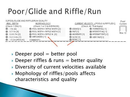 Poor/Glide and Riffle/Run