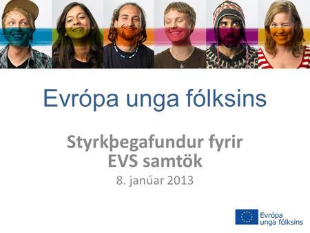 Evrópa unga fólksins Styrkþegafundur fyrir EVS samtök 8. janúar 2013.