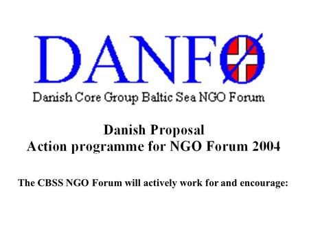The CBSS NGO Forum will actively work for and encourage:
