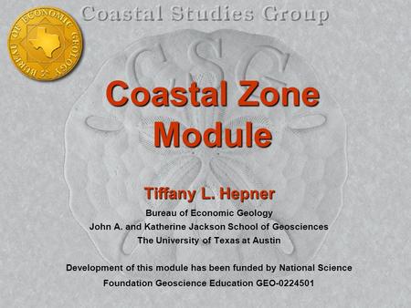 Coastal Zone Module Tiffany L. Hepner Bureau of Economic Geology John A. and Katherine Jackson School of Geosciences The University of Texas at Austin.