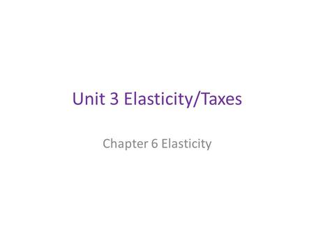 Unit 3 Elasticity/Taxes