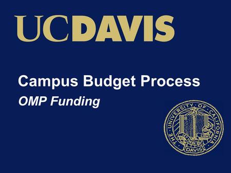 Campus Budget Process OMP Funding. Facilities O&M manages OMP base budget –Management ability to respond to changing needs Campus adds any state funding.