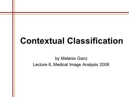 Contextual Classification by Melanie Ganz Lecture 6, Medical Image Analysis 2008.