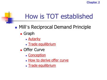 How is TOT established Mill’s Reciprocal Demand Principle Graph