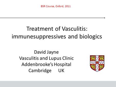Treatment of Vasculitis: immunesuppressives and biologics