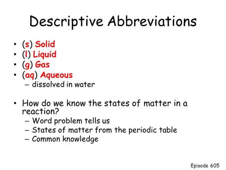 Descriptive Abbreviations