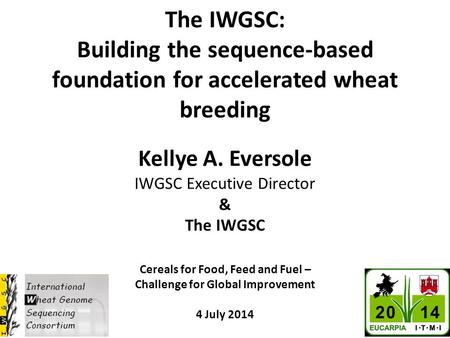 The IWGSC: Building the sequence-based foundation for accelerated wheat breeding Kellye A. Eversole IWGSC Executive Director & The IWGSC Cereals for Food,