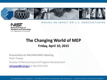 The Changing World of MEP Friday, April 10, 2015