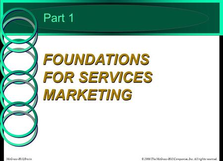 © 2006 The McGraw-Hill Companies, Inc. All rights reserved.McGraw-Hill/Irwin Part 1 FOUNDATIONS FOR SERVICES MARKETING.