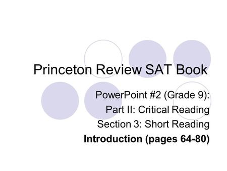 Princeton Review SAT Book