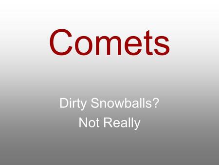 Comets Dirty Snowballs? Not Really. Comet Hyukatake.