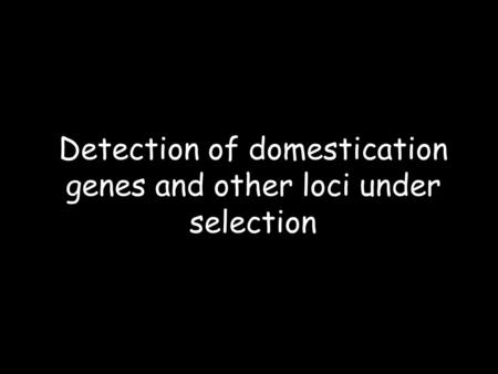 Detection of domestication genes and other loci under selection.