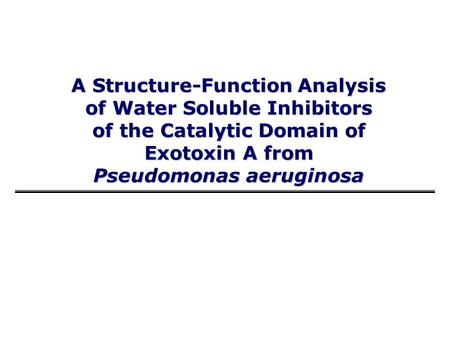 A Structure-Function Analysis of Water Soluble Inhibitors of the Catalytic Domain of Exotoxin A from Pseudomonas aeruginosa.