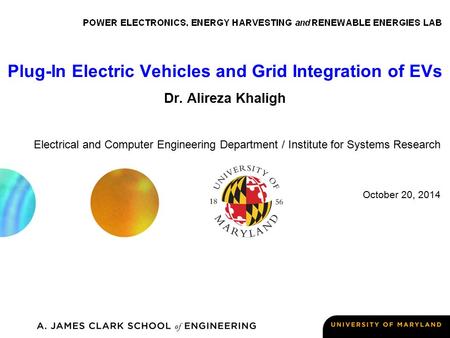 Plug-In Electric Vehicles and Grid Integration of EVs Dr