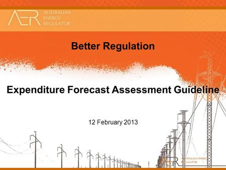 Better Regulation Expenditure Forecast Assessment Guideline 12 February 2013.