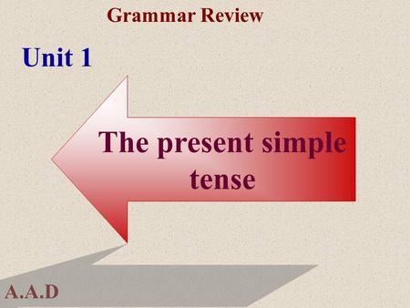 A.A.D Grammar Review Unit 1 The present simple tense.