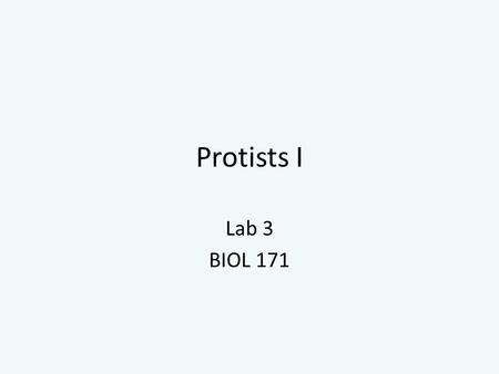 Protists I Lab 3 BIOL 171. Remember!: Classification System.