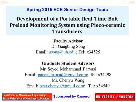 Spring 2015 ECE Senior Design Topic Graduate Student Advisors